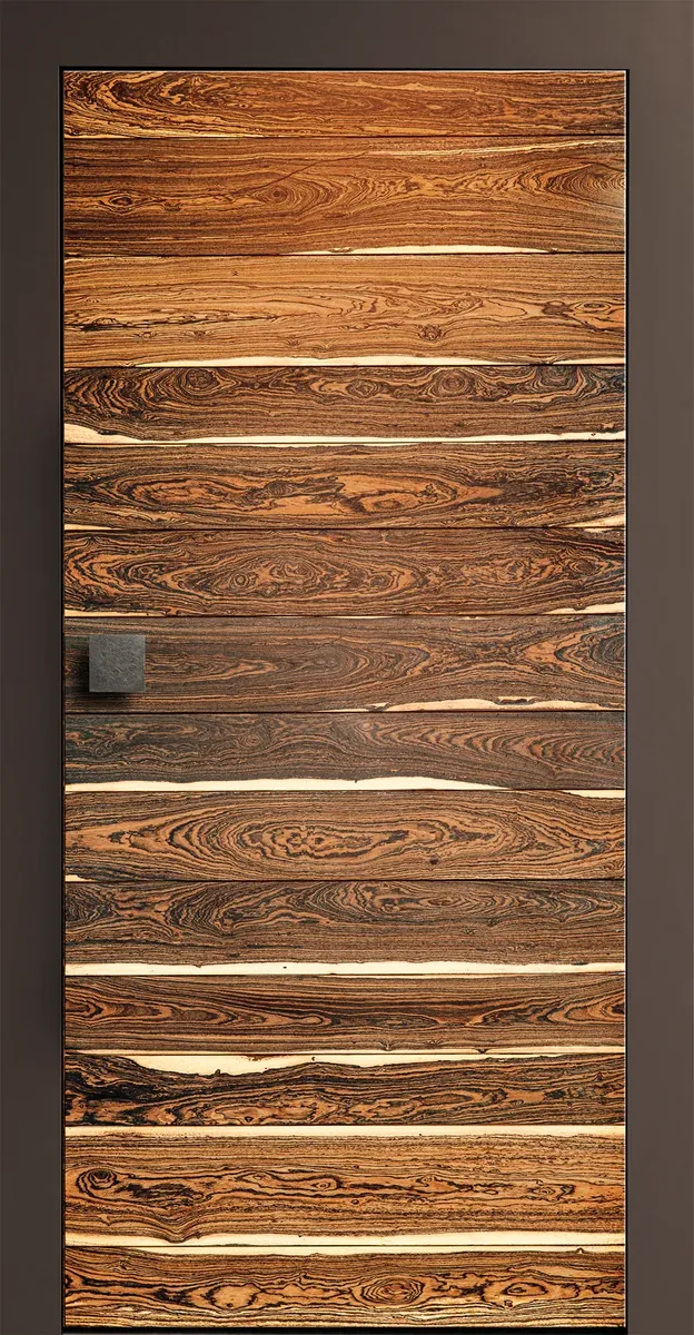 FENNEN Solen Bocote: Haustür aus Bocote-Holz, Rahmen Rostiges Eisen